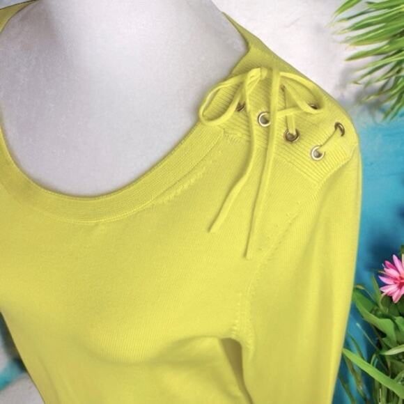 Talbots Knit Sweater NWOT Chartreuse Yellow Size Small - Picture 2 of 4